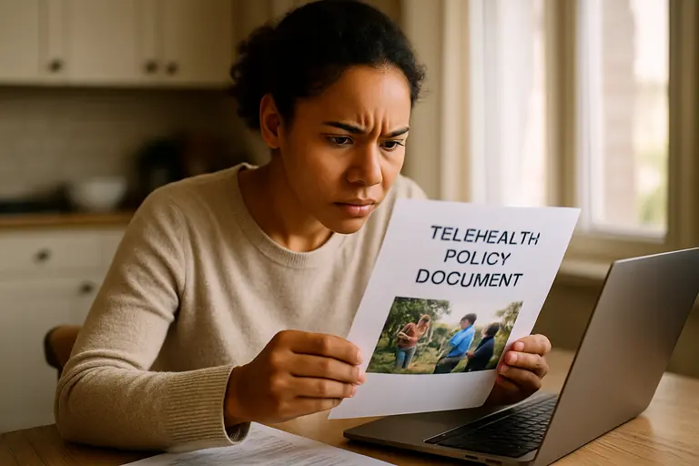 Close view of a person reviewing policy details on a tablet
