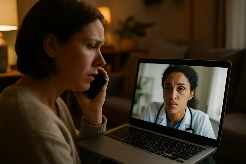 Telehealth privacy concerns shown by a person reviewing online health settings