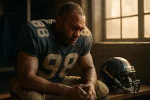 CTE in NFL discussion with a football helmet and medical notes on a table