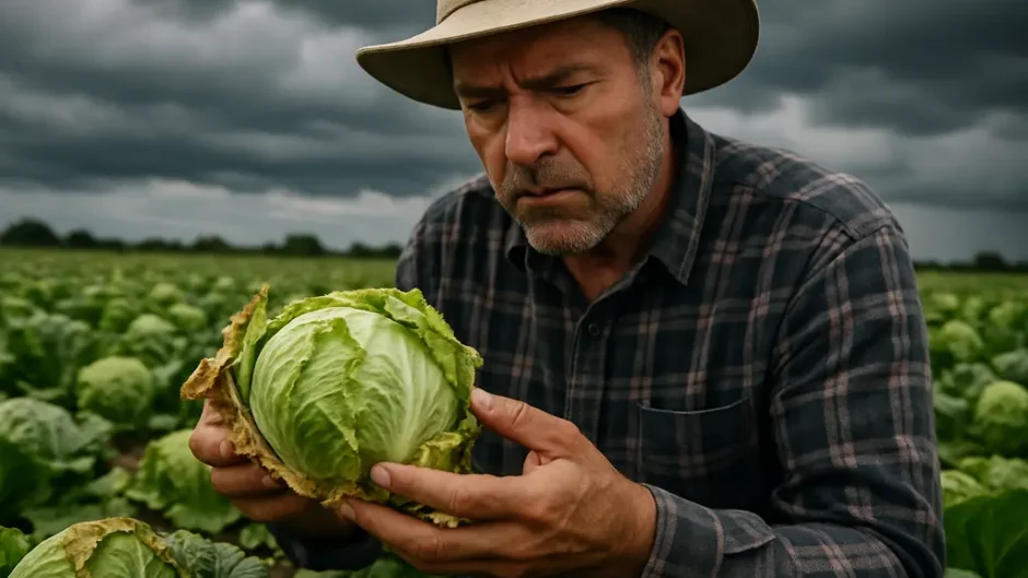 Iceberg lettuce outbreak notice beside salad ingredients on a kitchen counter